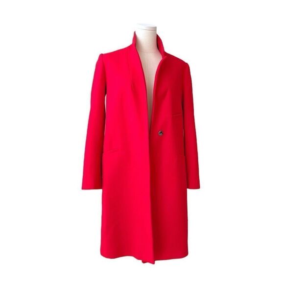 ZARA BASIC NWOT wool mix coat in Red Size M - Picture 4 of 9